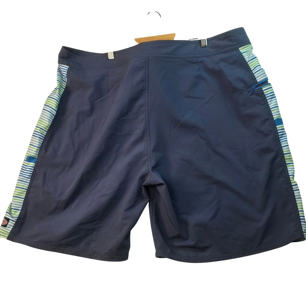 Vineyard Vines Mens Board Shorts Navy Blue Striped Side Panels Sz 42 Swim Trunks